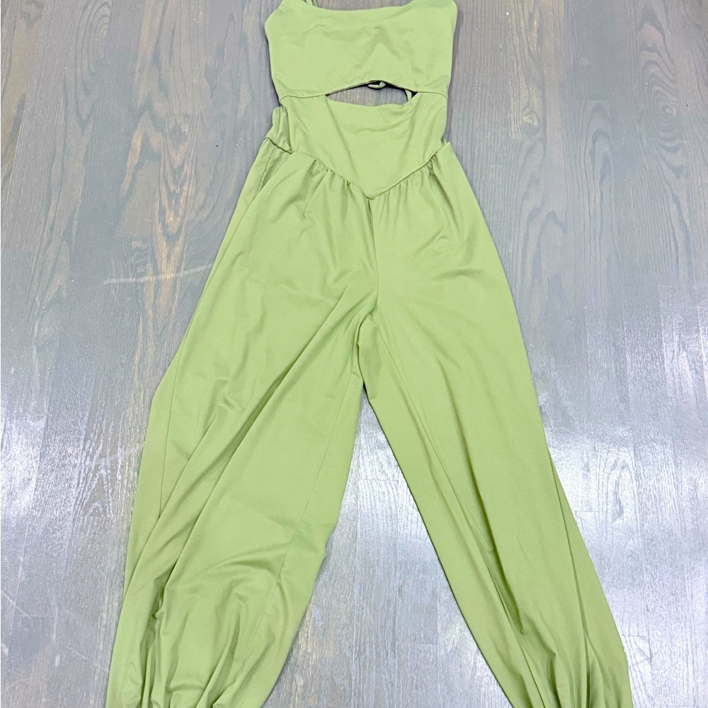 Cutout Strapless Jumpsuit in Light Green - Picture 3 of 8